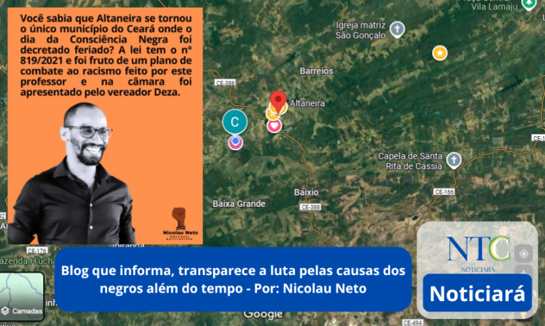Negro Nicolau, Nicolau Neto em Publicação em rede social do Vereador Deza Soares. Ao fundo o mapa contendo a cidade de Altaneira-CE.